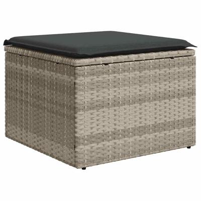 4-delige Loungeset met kussens poly rattan lichtgrijs - thumbnail