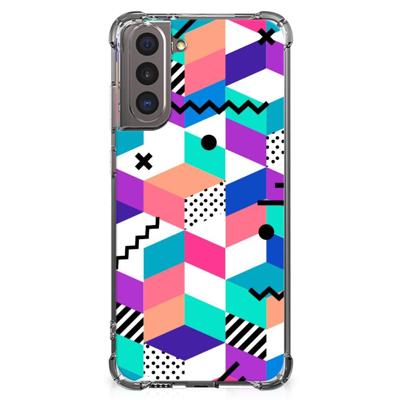 Samsung Galaxy S21 Shockproof Case Blokken Kleurrijk Samsung Galaxy S21 Shockproof Case Blokken Kleurrijk