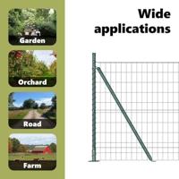 VidaXL Hek met paal groen 1,6 x 10 m staal en pvc - thumbnail