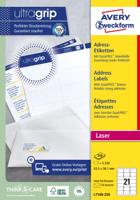 Avery L7160, Adresetiketten, Laser, Ultragrip, wit, 250 vellen, 21 per vel, 63,5 x 38,1 mm - thumbnail