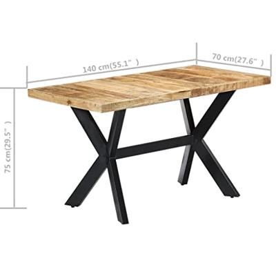 Eettafel 140x70x75 cm massief ruw mangohout