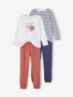 Set van 2 meisjespyjama's met hartjes framboos - thumbnail