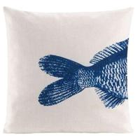 Sierkussen Fishy - blauw - 45x45 cm - Leen Bakker - thumbnail