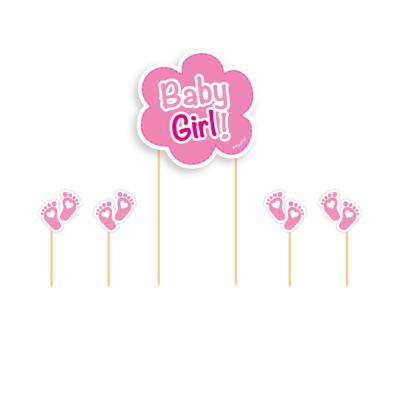 Taart Topper Set Geboorte Baby Girl