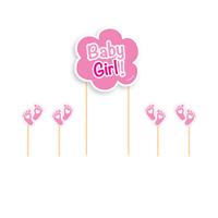 Taart Topper Set Geboorte Baby Girl - thumbnail
