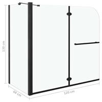 Douche klapwand 120x68x130 cm ESG zwart - thumbnail