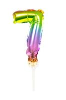 Folieballon Taart Topper Regenboog Cijfer 7 - 13 cm - thumbnail