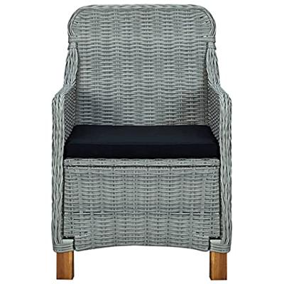 Tuinstoelen 2 st met kussens poly rattan lichtgrijs - thumbnail