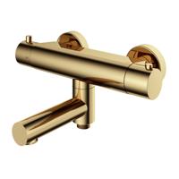 Badthermostaat Hotbath Cobber Opbouw Wegdraaibare Omstel 2-knop Gepolijst Messing Living Colours - thumbnail