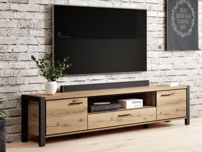 Tv-meubel ATIK 2 deuren 1 lade 210 cm mat zwart/taurus eik Tv-meubel ATIK 2 deuren 1 lade 210 cm mat zwart/taurus eik