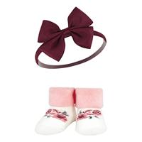 Hudson Baby Infant Girl Headband and Socks Giftset, Rose, One Size - thumbnail