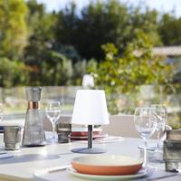 LUMISKY Cordless Standy Mini Rock LED tafellamp - H 25 cm - Grijs en wit - thumbnail