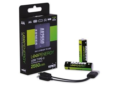 Verico LoopEnergy AA USB-C® 2550mWh Oplaadbare batterij (USB-C) Li-ion 1700 mAh 1.5 V 2 stuk(s)