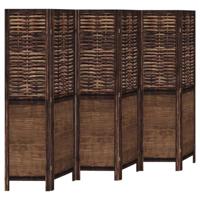Kamerscherm met 6 panelen massief paulowniahout donkerbruin - thumbnail