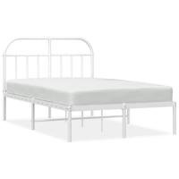 Bedframe met hoofdbord metaal wit 120x200 cm - thumbnail