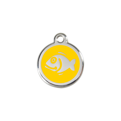 Fish Yellow roestvrijstalen kattenpenning small/klein dia. 2 cm RedDingo - Reddingo