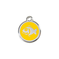 Fish Yellow roestvrijstalen kattenpenning small/klein dia. 2 cm RedDingo - Reddingo - thumbnail