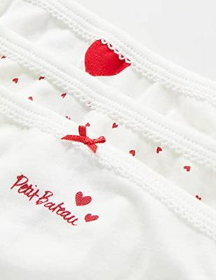 Set van 3 katoenen slipjes met hartjes voor meisjes - PETIT BATEAU witte hartjes