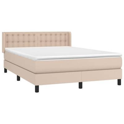 Boxspring met matras kunstleer cappuccinokleurig 140x190 cm - thumbnail