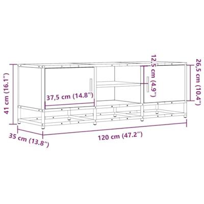 Tv-meubel 120x35x41 cm bewerkt hout metaal grijs sonoma eiken