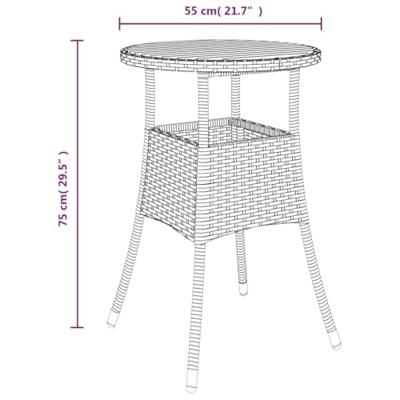 3-delige Bistroset met kussens poly rattan grijs