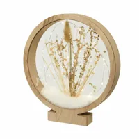 Ornament Hout met Droogbloem 25 LED Rond - thumbnail
