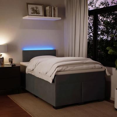 Boxspring met matras fluweel donkergrijs 120x200 cm - thumbnail