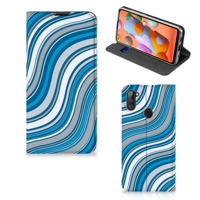 Samsung Galaxy M11 | A11 | Hoesje met Magneet | Waves Blue - thumbnail
