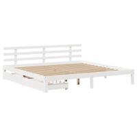 Bedframe met lades massief grenenhout wit 180x200 cm - thumbnail