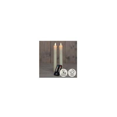 Anna&apos;s Collection LED dinerkaars flame effect rustiek 23 cm ivoor 2 stuks