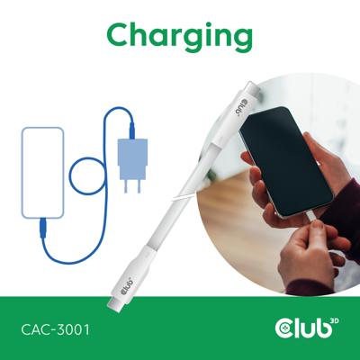 club3D CAC-3001 USB-C-kabel USB-C stekker 2.00 m Wit