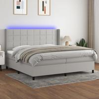 Boxspring met matras en LED stof lichtgrijs 200x200 cm - thumbnail
