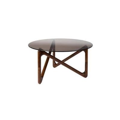 Dutchbone Ronde Salontafel 'Naia' Eikenhout en glas, 80cm, kleur Bruin