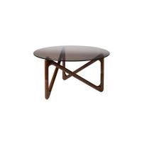 Dutchbone Ronde Salontafel 'Naia' Eikenhout en glas, 80cm, kleur Bruin - thumbnail