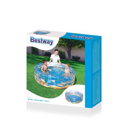 Bestway Opblaasbaar Zwembad 3 Ringen Transparant Tropisch 170x53 cm +6 Jaar Tuin 51048