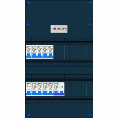 SEP 9 groepenkast 9 aardlekautomaten 16A 30mA + kookgroep aardlekautomaat 2x16A 30Ma 2 rijen