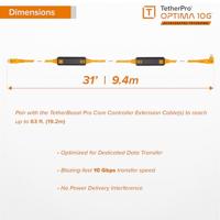 Tether Tools TetherPro Optima 10G USB-C, 31&apos; (9.4m), straight to right orange - thumbnail