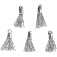 Creativ Company Tassel, l: 10 mm, gatgrootte 1 mm, grijs, 5 stuk/ 1 doos - thumbnail