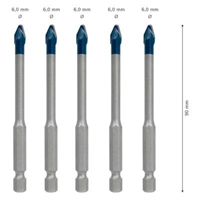 Bosch Accessories EXPERT HEX-9 HardCeramic 2608900599 Tegelboorset 5-delig 6 mm Zeskant schacht 5 stuk(s) Bosch Accessories EXPERT HEX-9 HardCeramic 2608900599 Tegelboorset 5-delig 6 mm Zeskant schacht 5 stuk(s)