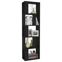 Boekenkast/kamerscherm 45x24x159 cm bewerkt hout zwart - thumbnail
