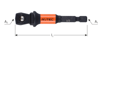 Rotec Impact Adapter Hoek 30 | E6,3 Bitopname | 4-kant | 1/2 kogel | L65 | 1 stuk - 820.0120 Rotec Impact Adapter Hoek 30 | E6,3 Bitopname | 4-kant | 1/2 kogel | L65 | 1 stuk - 820.0120