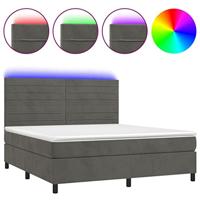 Boxspring met matras en LED fluweel donkergrijs 160x200 cm - thumbnail