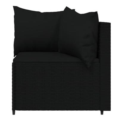 Tuinhoekbanken met kussens 2 st poly rattan zwart - thumbnail