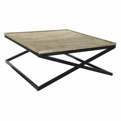 Hoofdtafel DKD Home Decor Zwart Natuurlijk Hout Metaal 120 x 120 x 55 cm Hoofdtafel DKD Home Decor Zwart Natuurlijk Hout Metaal 120 x 120 x 55 cm