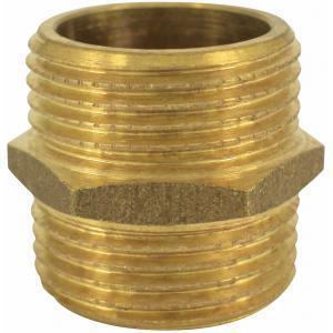 Messing dubbele nippel met buitendraad 1 1/2 inch