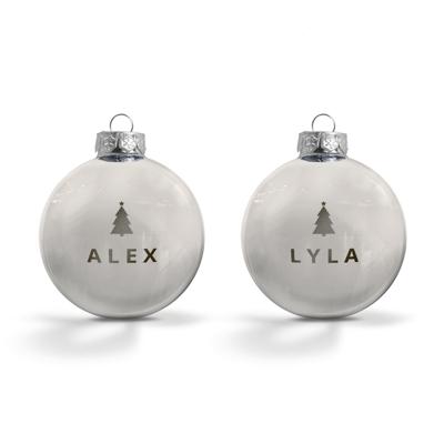 Kerstbal met naam - Zilver - 2 stuks Kerstbal met naam - Zilver - 2 stuks