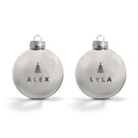 Kerstbal met naam - Zilver - 2 stuks - thumbnail