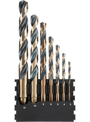 DeWalt Accessoires Houder + Black & Gold ronde schacht metaalboren | 7 stuks | 3 mm, 4 mm, 5 mm, 6 mm, 8 mm, 10 mm, 12 mm - DT70829-QZ