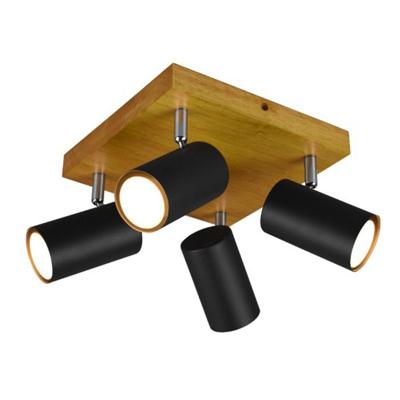 Trio 4-lichts opbouwspotMarley zwart op hout - 812400432