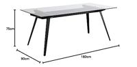 Bendt Glazen Eettafel 'Gitte' 180 x 90cm - thumbnail